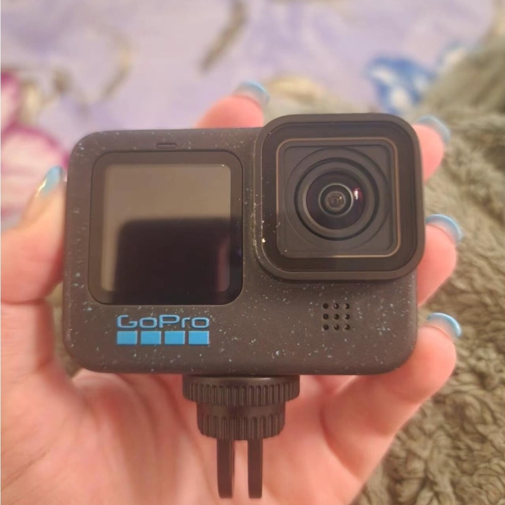 GoPro Black Camera with Blue Logo